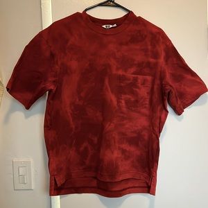 Uniqlo oversized red tshirt small hand bleached